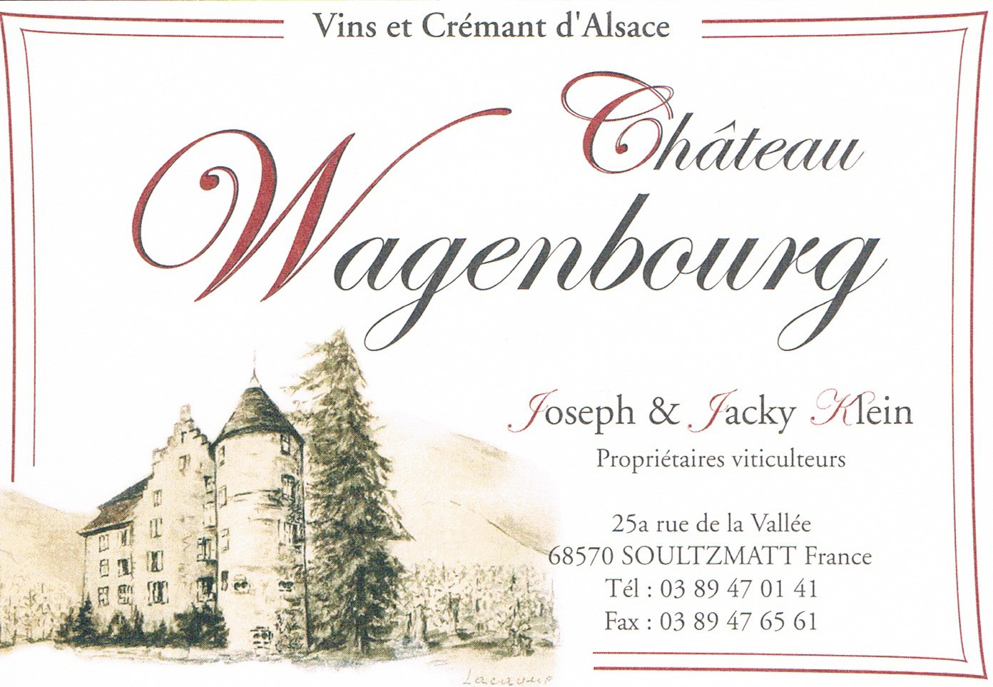 Vins et Cr&eacute;mant d'Alsace - Chateau de Wagenbourg